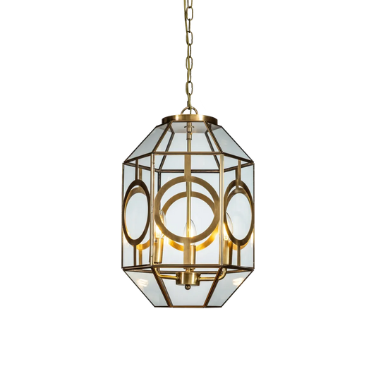 1 light brass rectangle and trapezoid pendant hanging