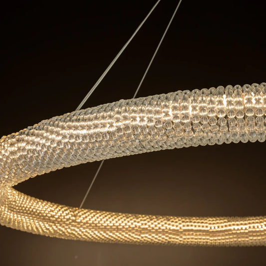 close up image of crystal pendant light