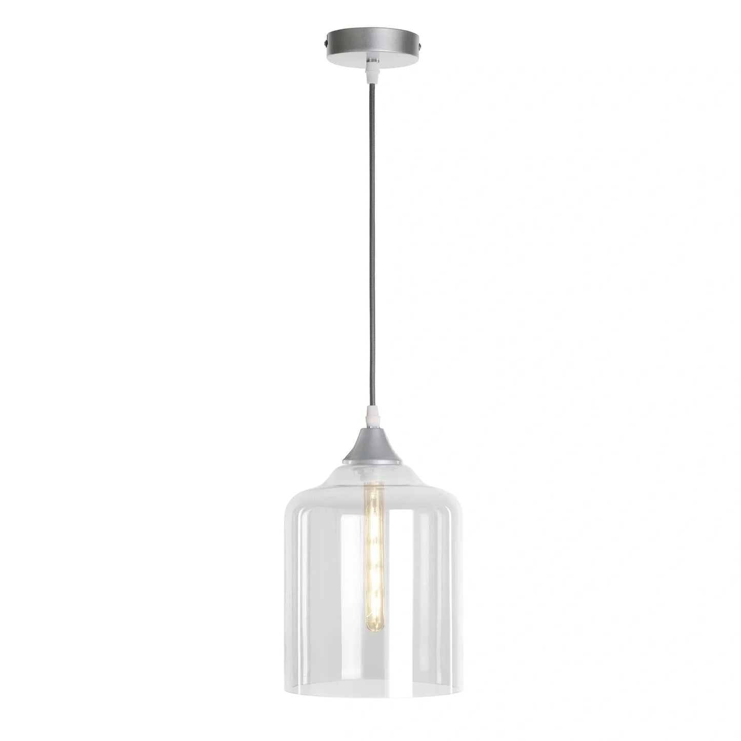 Murano 1 Light Silver Pendant Extra Large Cylinder Shade
