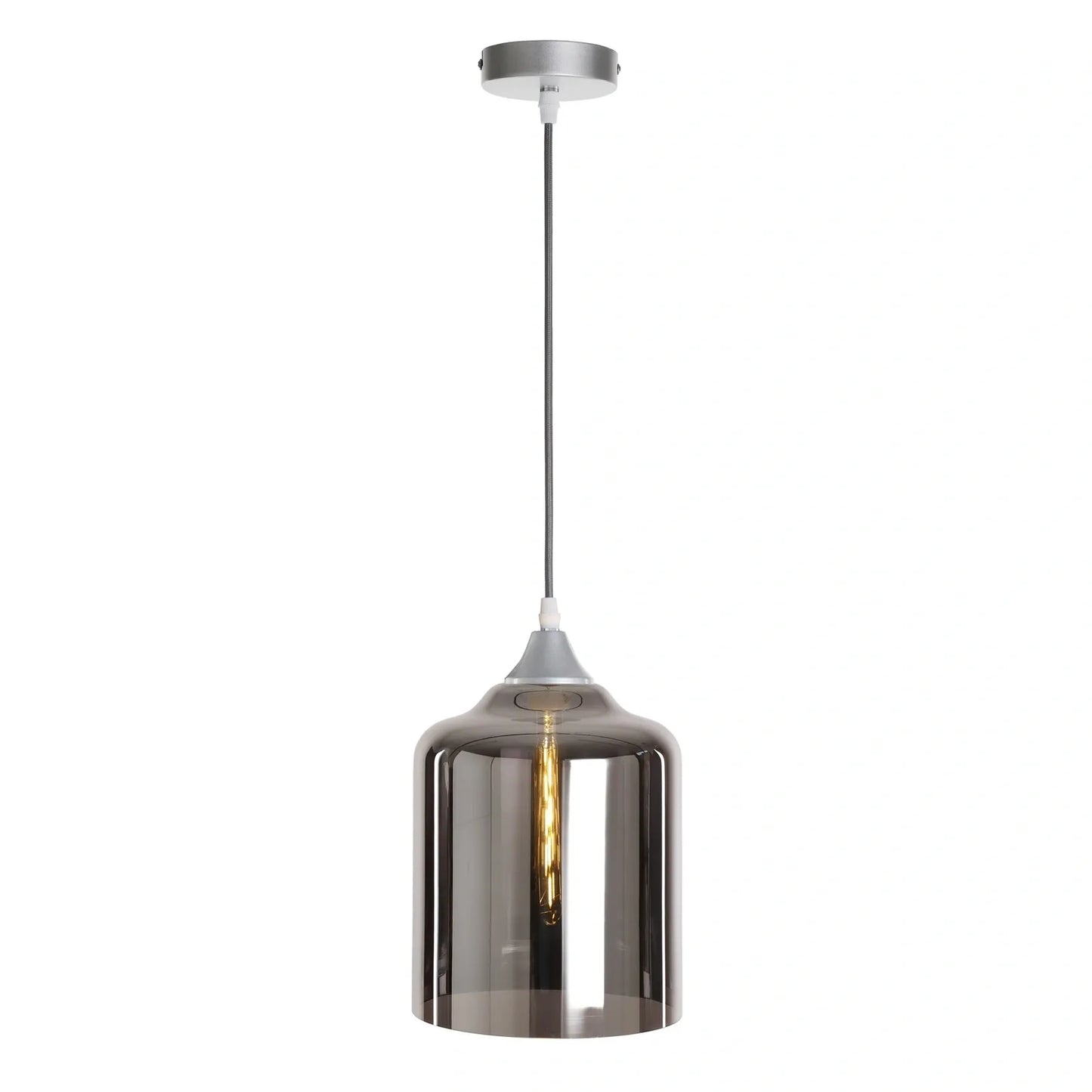 Murano 1 Light Silver Pendant Extra Large Cylinder Shade