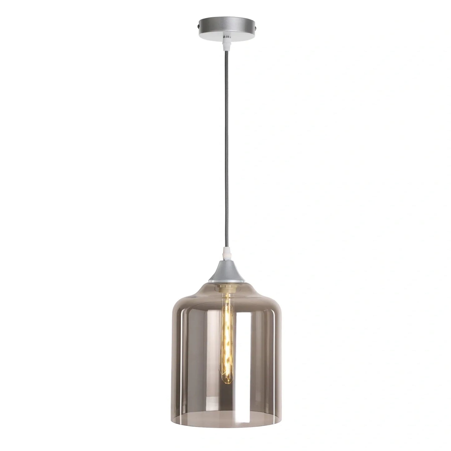 Murano 1 Light Silver Pendant Extra Large Cylinder Shade