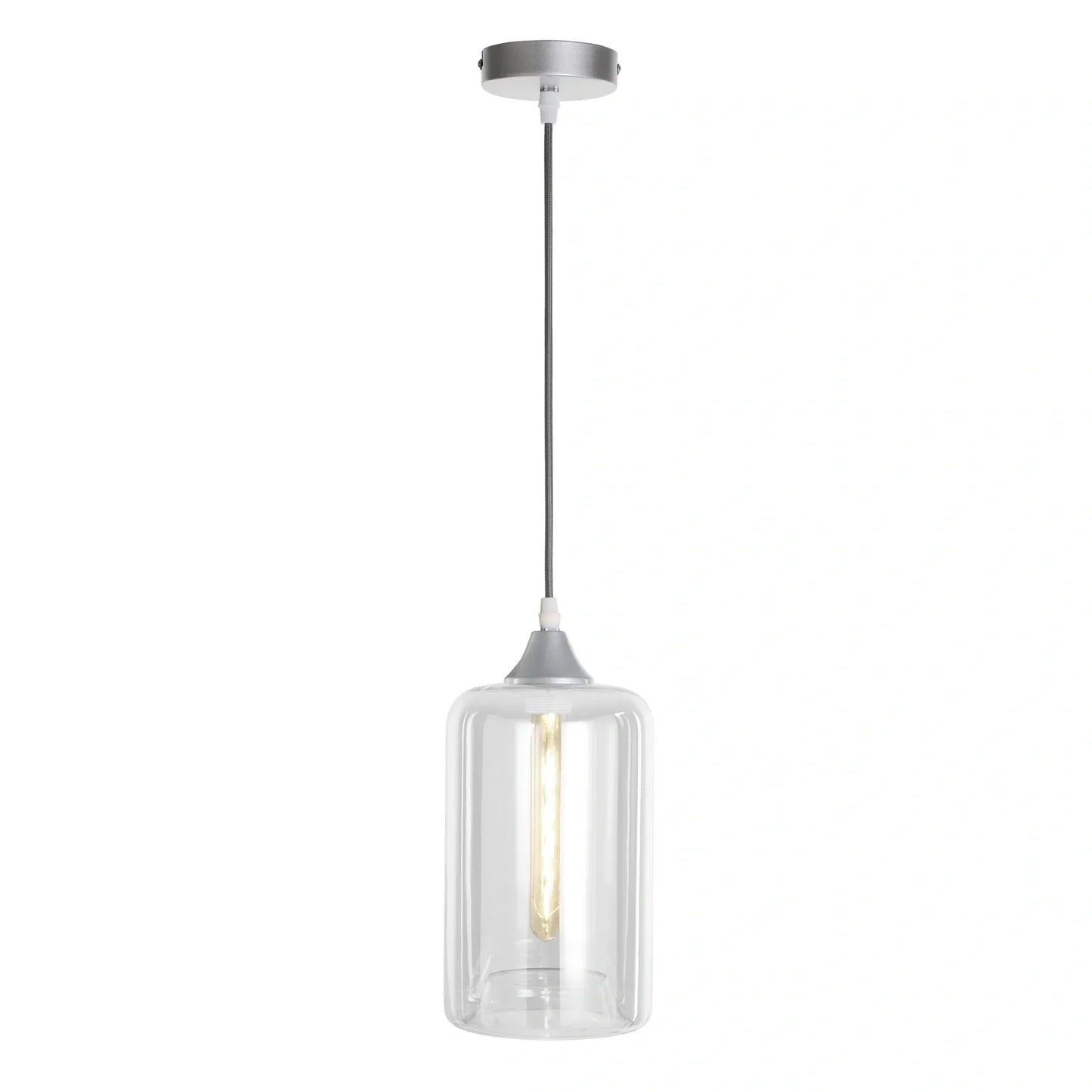 Murano 1 Light Silver Pendant with Cylinder Shade