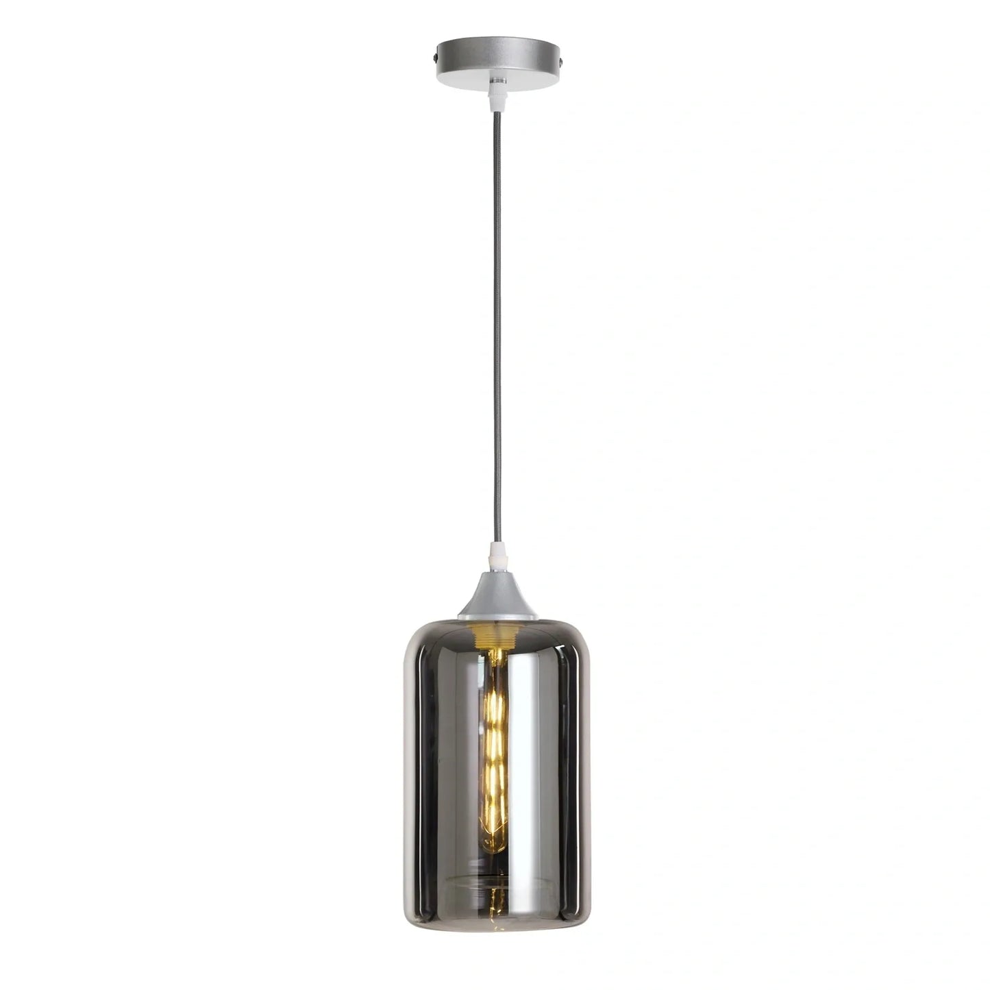 Murano 1 Light Silver Pendant with Cylinder Shade