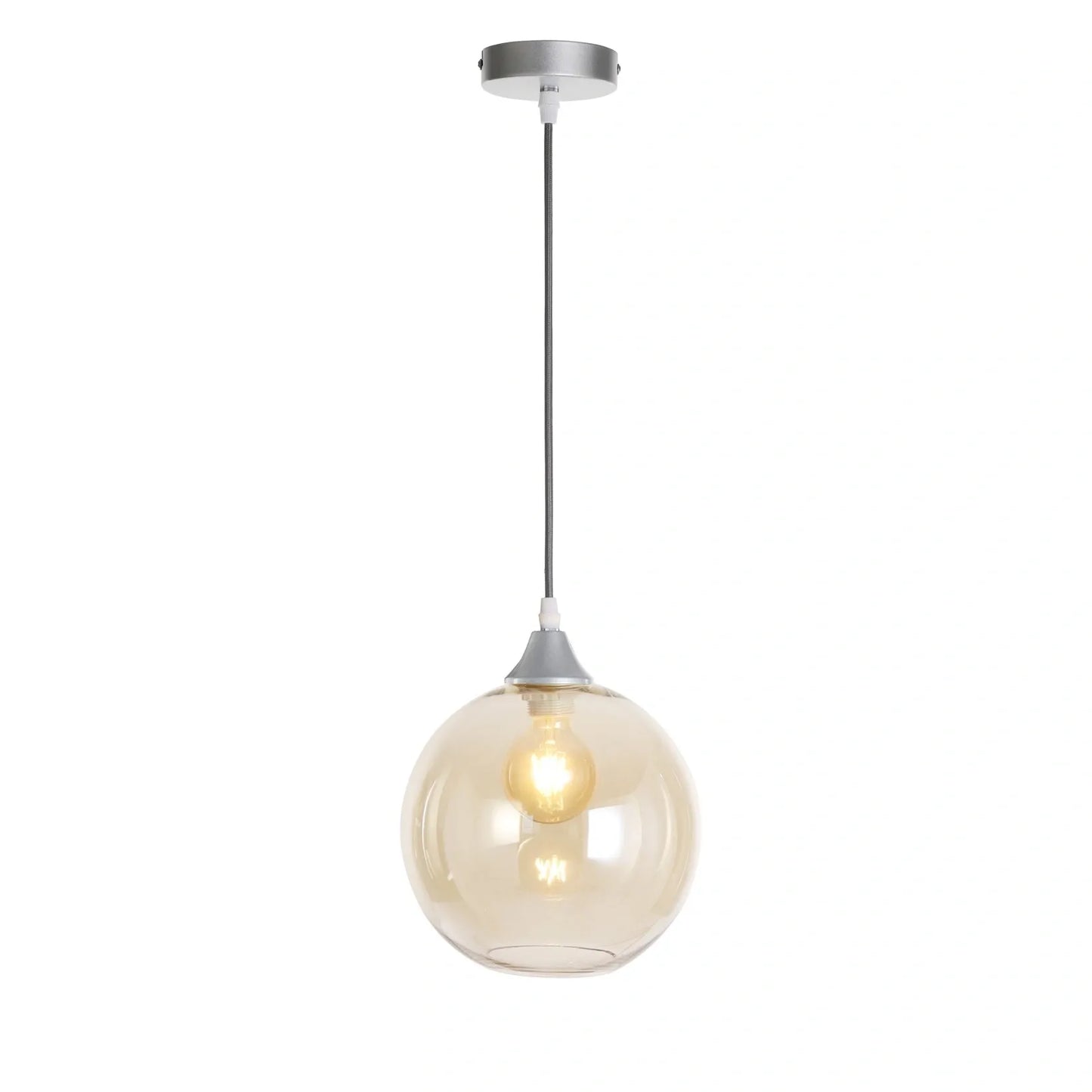 Murano 1 Light Silver Pendant With Globe shade