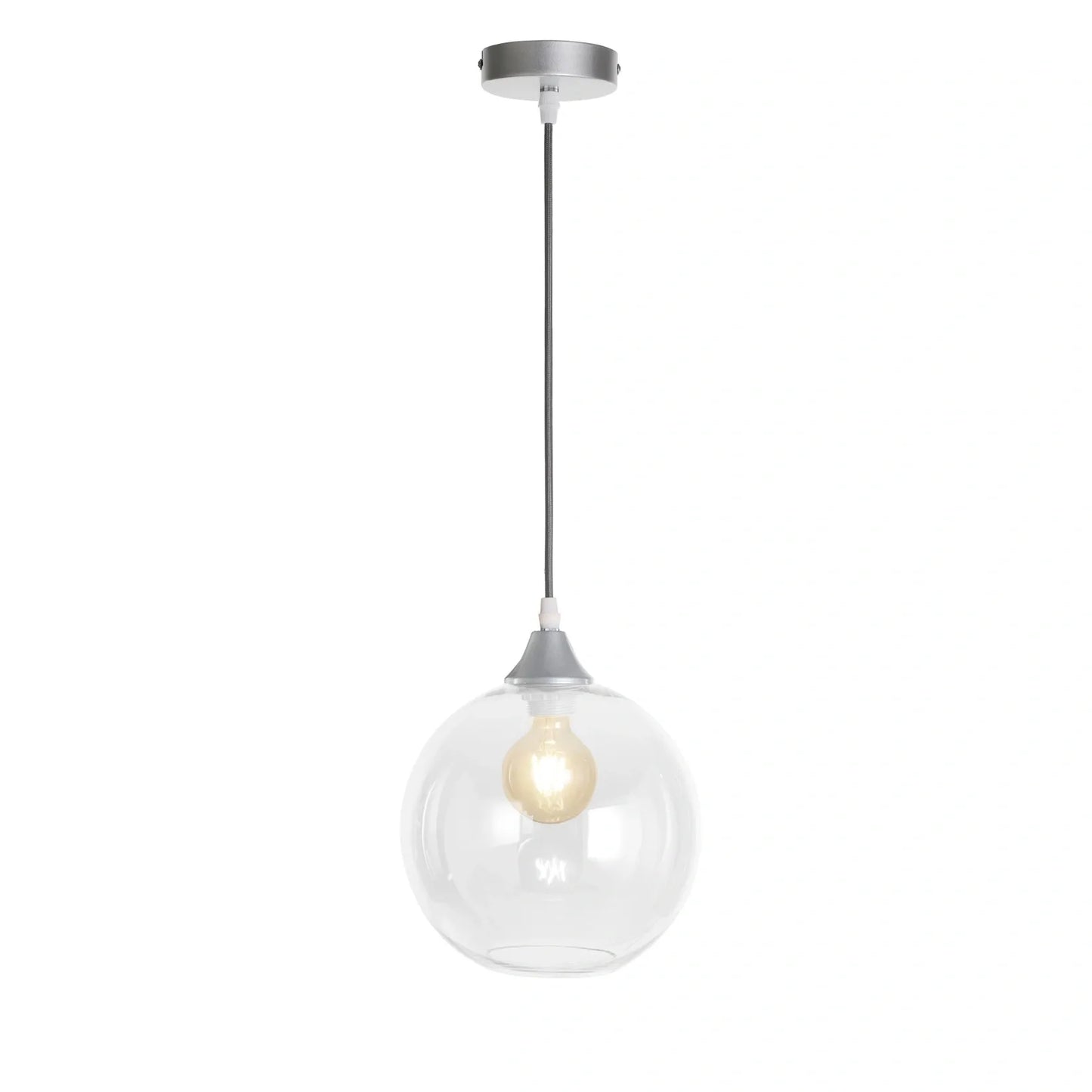 Murano 1 Light Silver Pendant With Globe shade