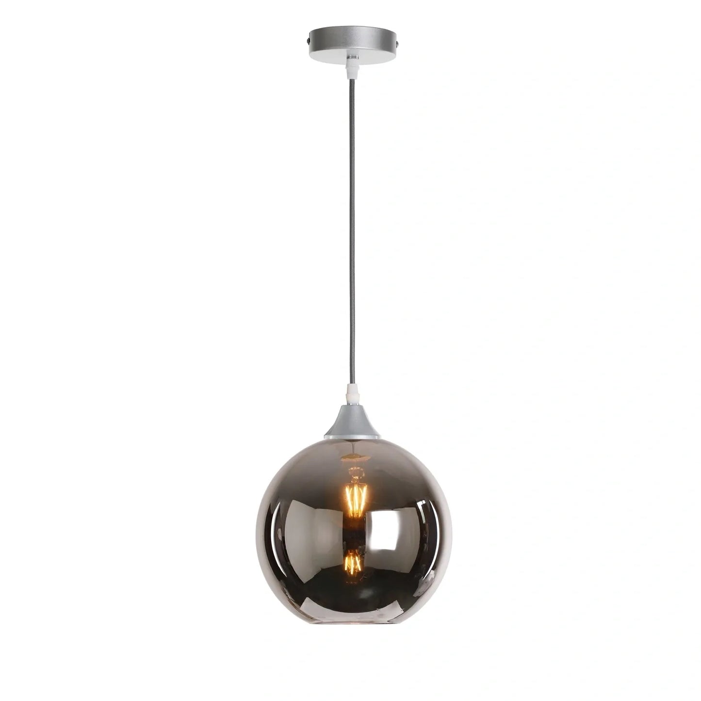 Murano 1 Light Silver Pendant With Globe shade