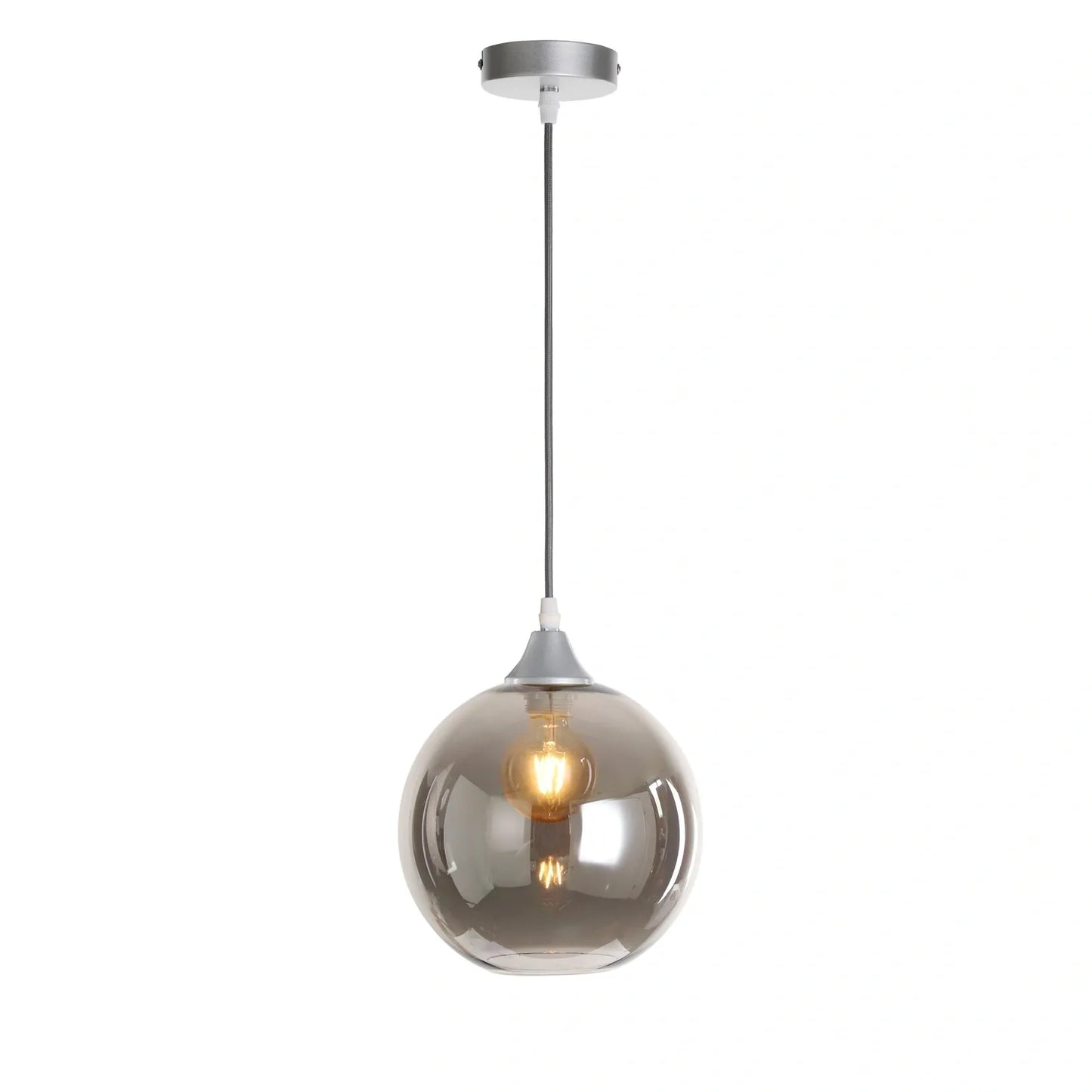 Murano 1 Light Silver Pendant With Globe shade