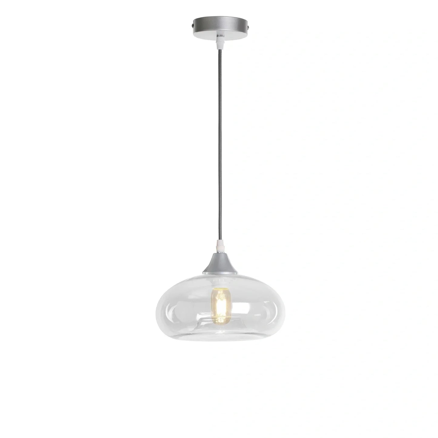 Murano 1 Light Silver Pendant Mushroom Shade