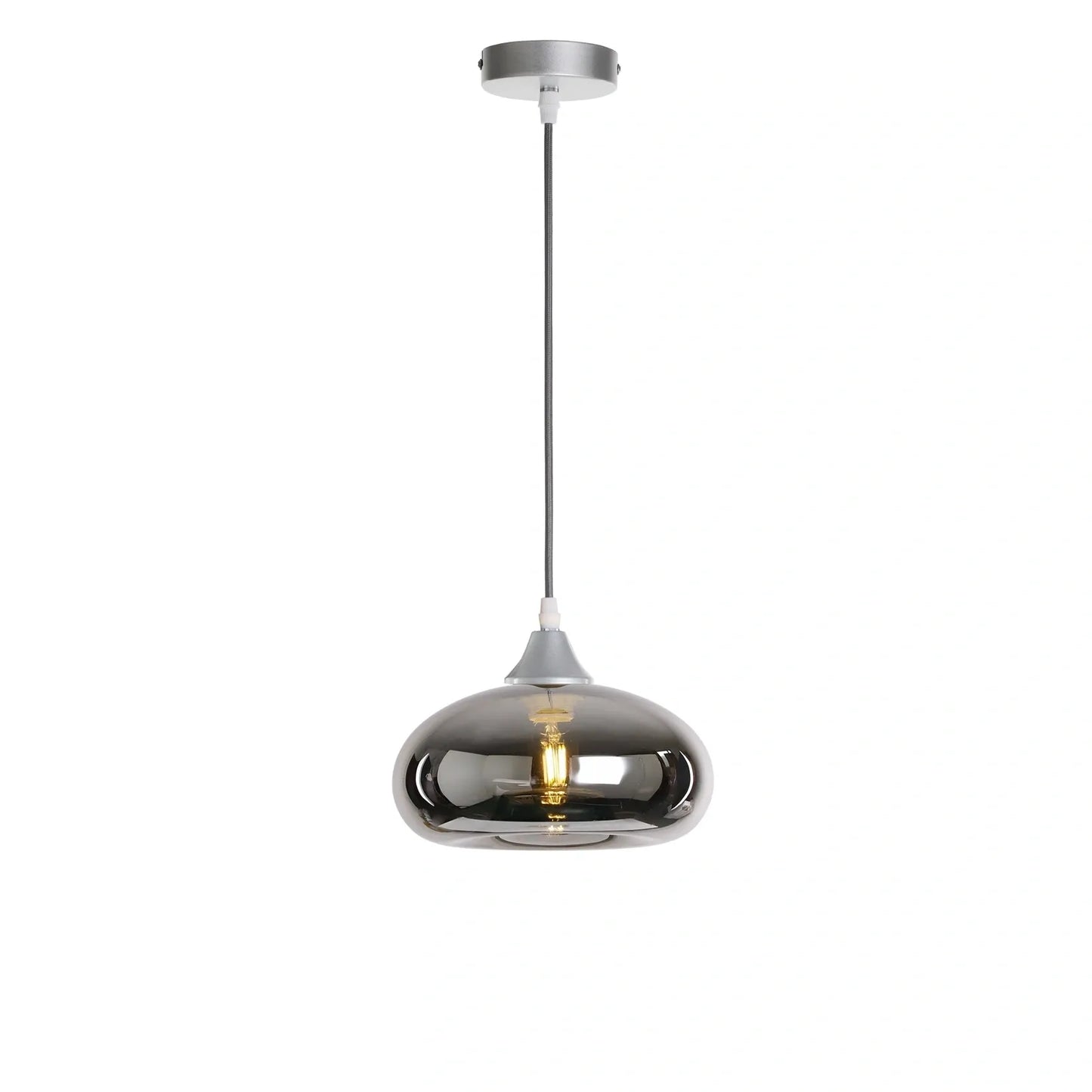 Murano 1 Light Silver Pendant Mushroom Shade