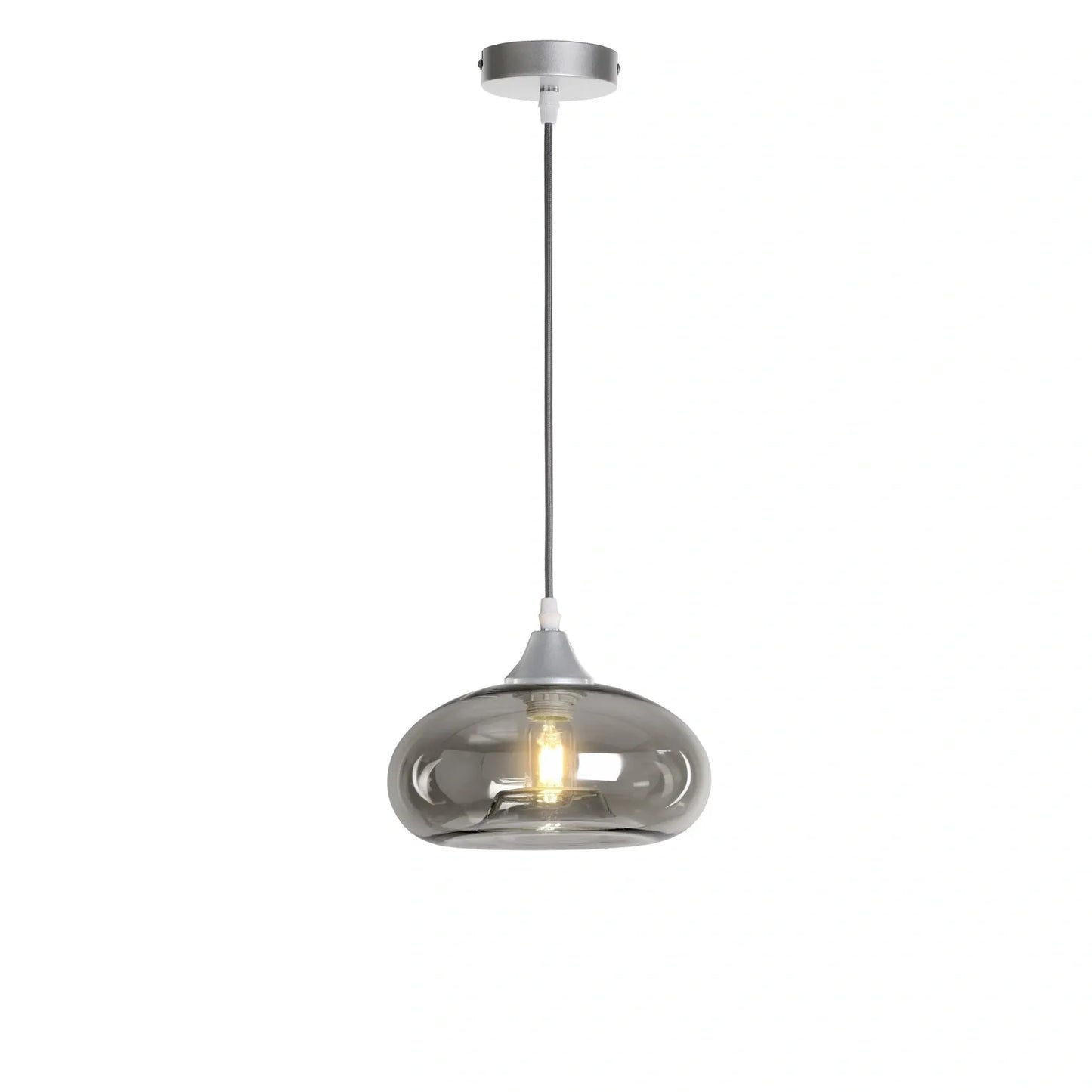 Murano 1 Light Silver Pendant Mushroom Shade