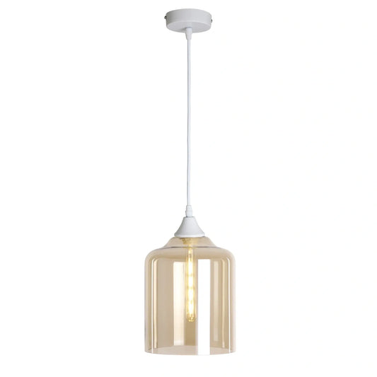 Murano 1 Light White Pendant with Extra Large Cylinder Shade