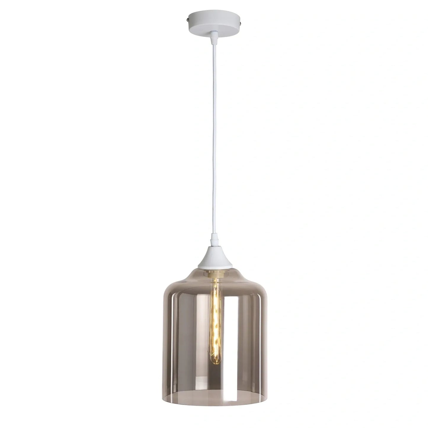 Murano 1 Light White Pendant with Extra Large Cylinder Shade