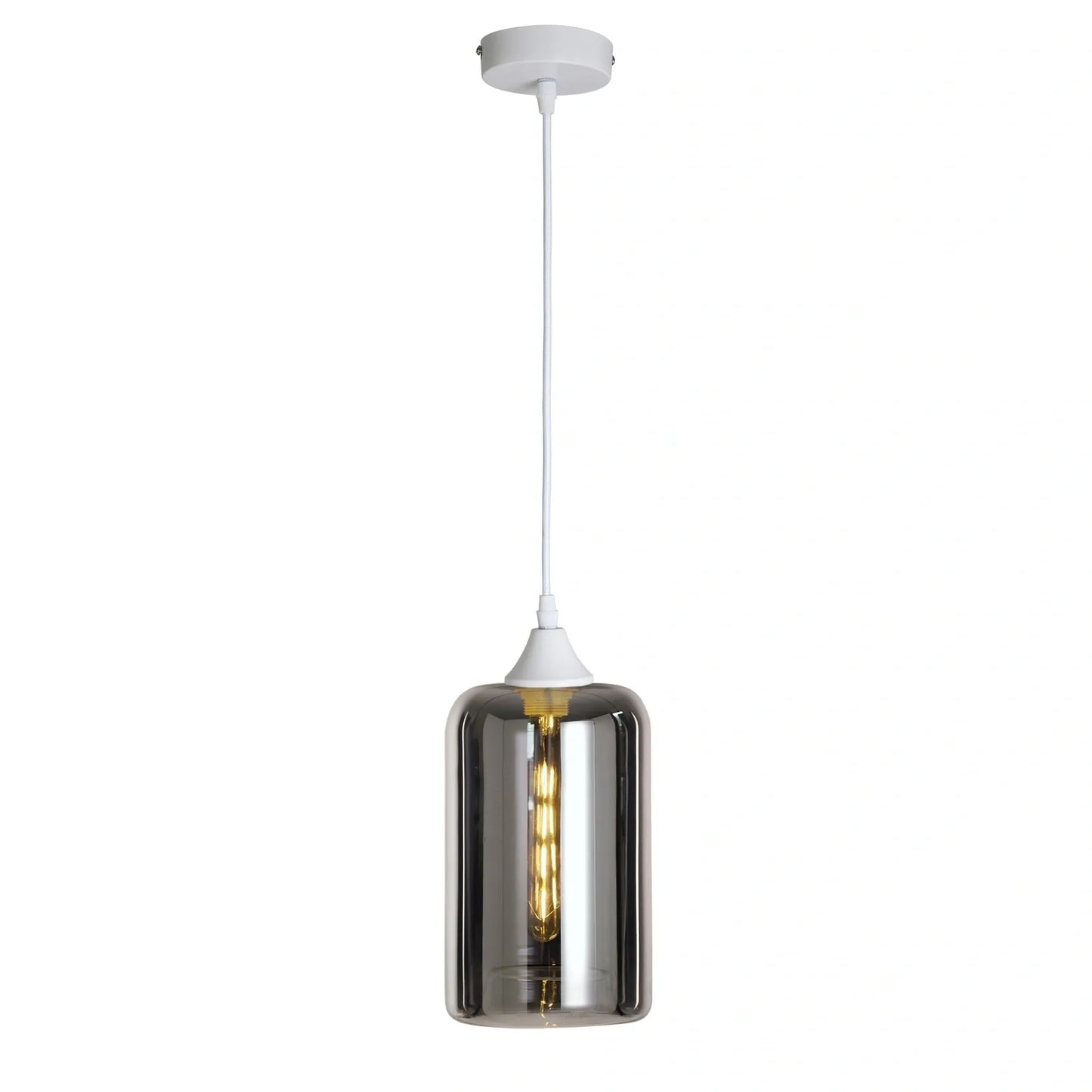Murano 1 Light White Pendant Slim Cylinder