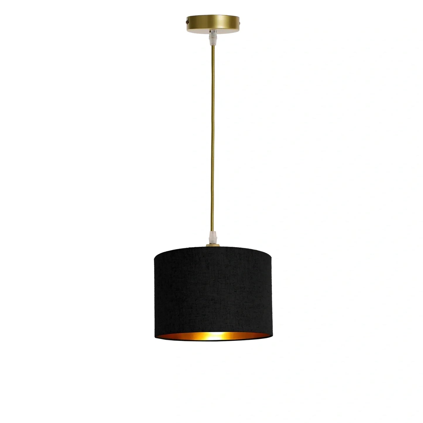 Murano 1 Light Pendant with Hand Made 25cm Fabric shade gold cable