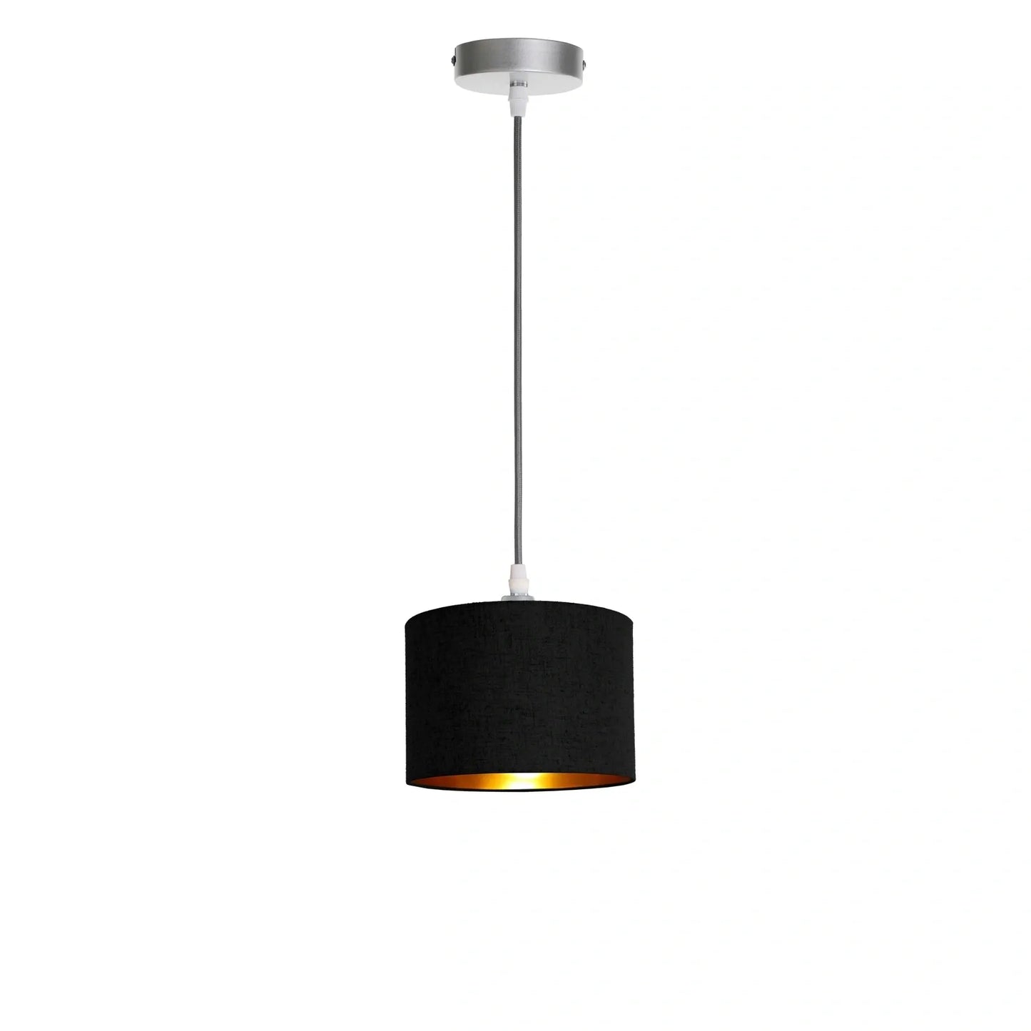 Murano 1 Light silver Pendant with Hand Made 20cm Fabric shade