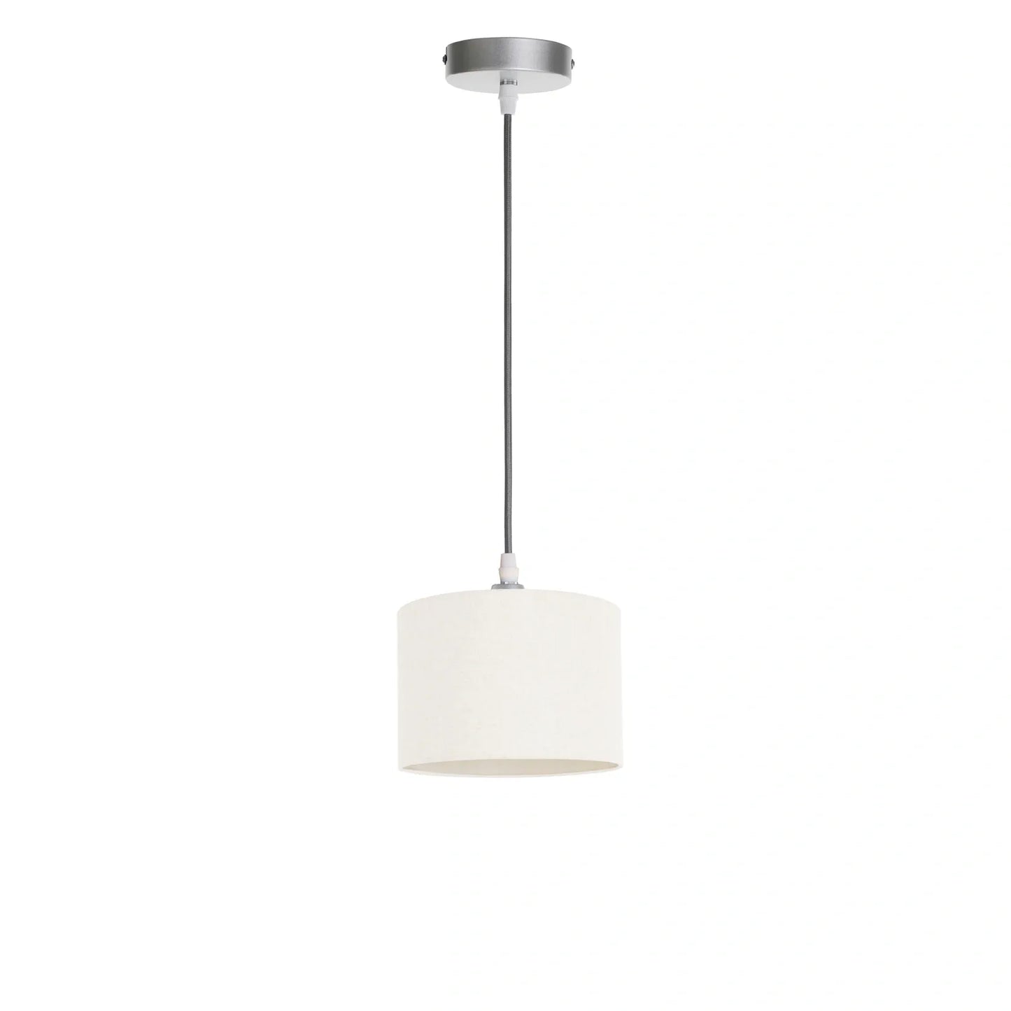 Murano 1 Light silver Pendant with Hand Made 20cm Fabric shade