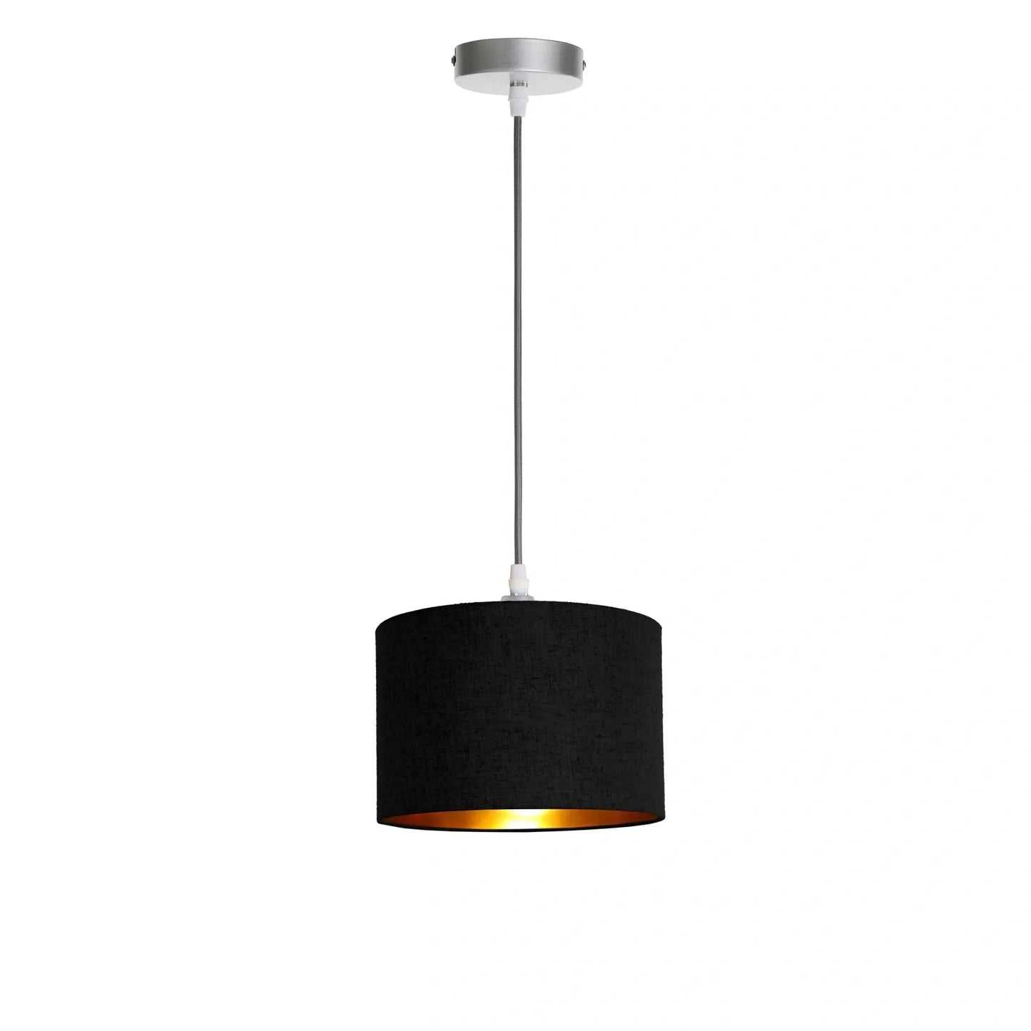 Murano 1 Light silver Pendant with Hand Made 25cm Fabric shade