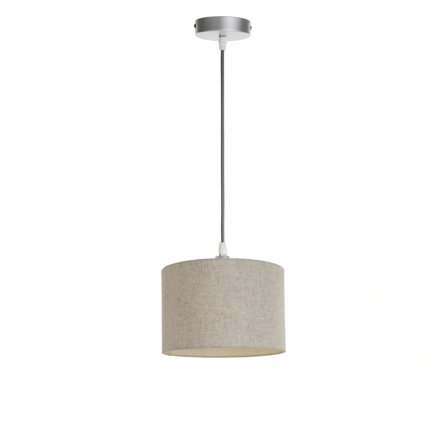 Murano 1 Light silver Pendant with Hand Made 25cm Fabric shade