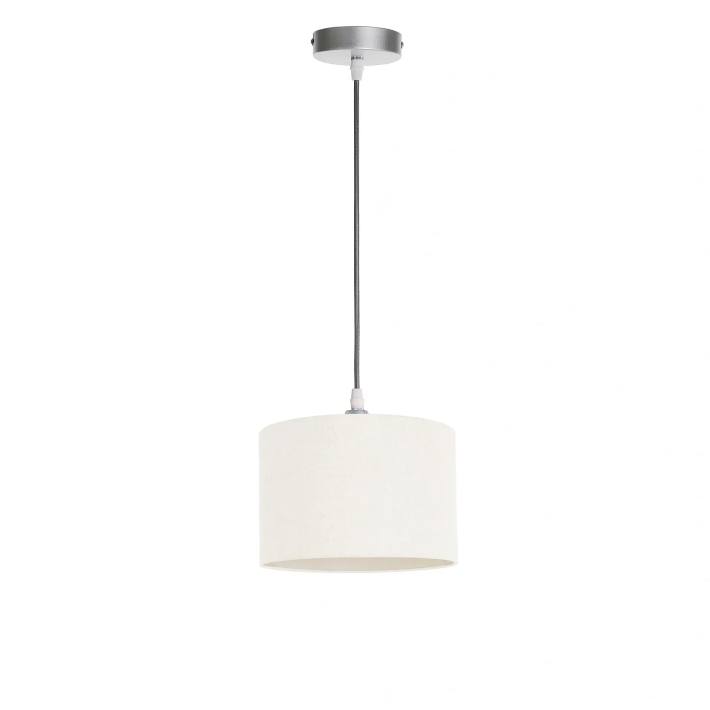 Murano 1 Light silver Pendant with Hand Made 25cm Fabric shade