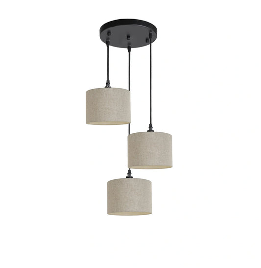 Murano 3 Light Pendant with fabric shades