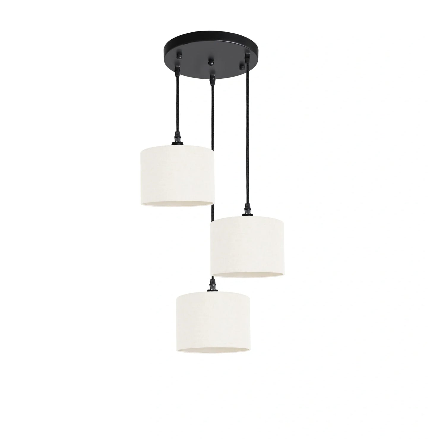 Murano 3 Light Pendant with fabric shades