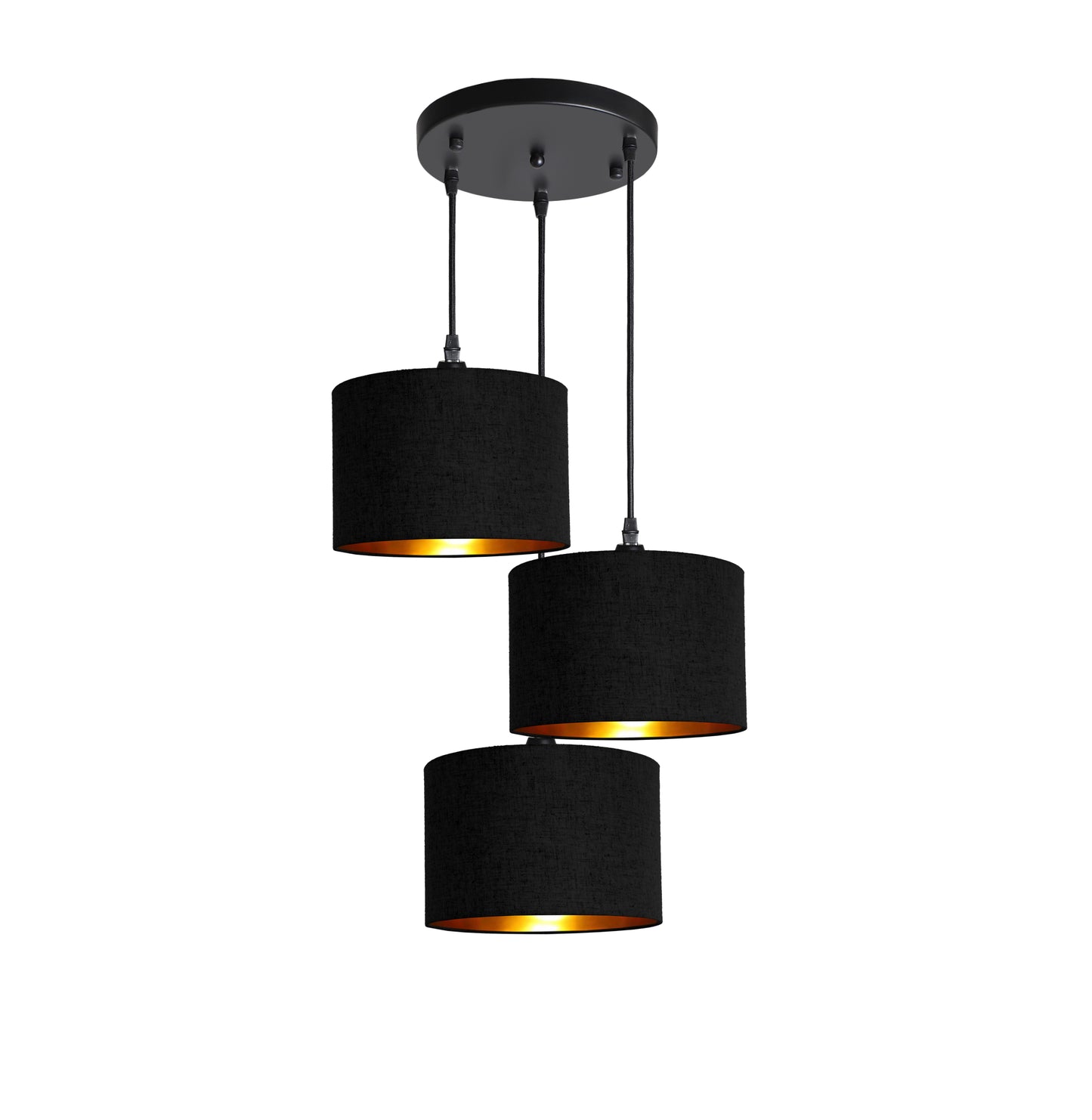 Murano 3 Light Pendant with fabric shades
