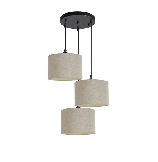 Murano 3 Light Pendant with fabric shades 25cm