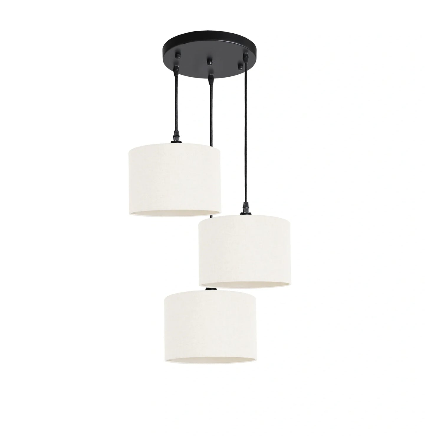 Murano 3 Light Pendant with fabric shades 25cm