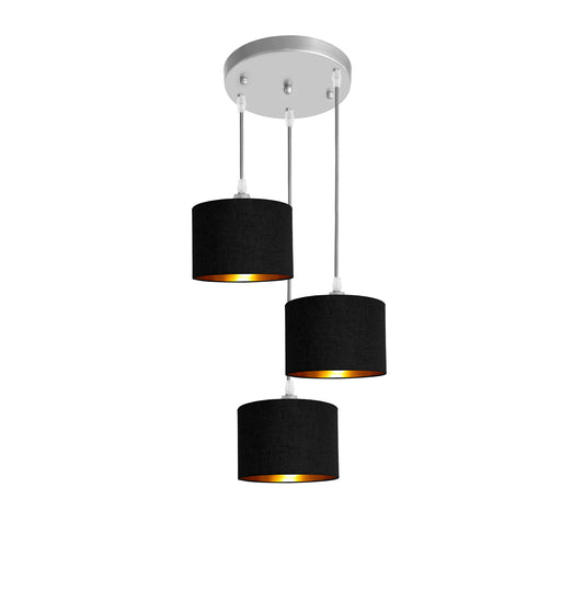 Murano 3 Light Pendant with fabric shades