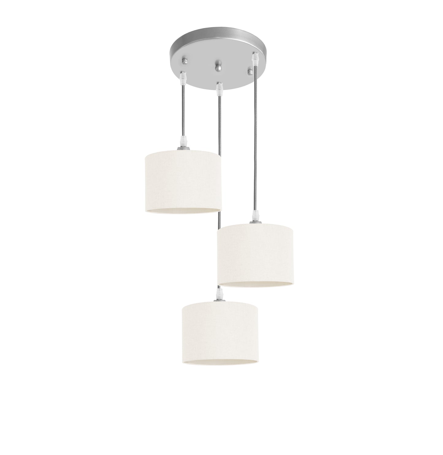 Murano 3 Light Pendant with fabric shades