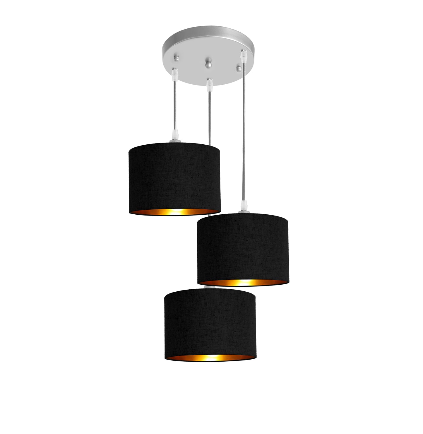 Murano 3 Light Pendant with fabric shades