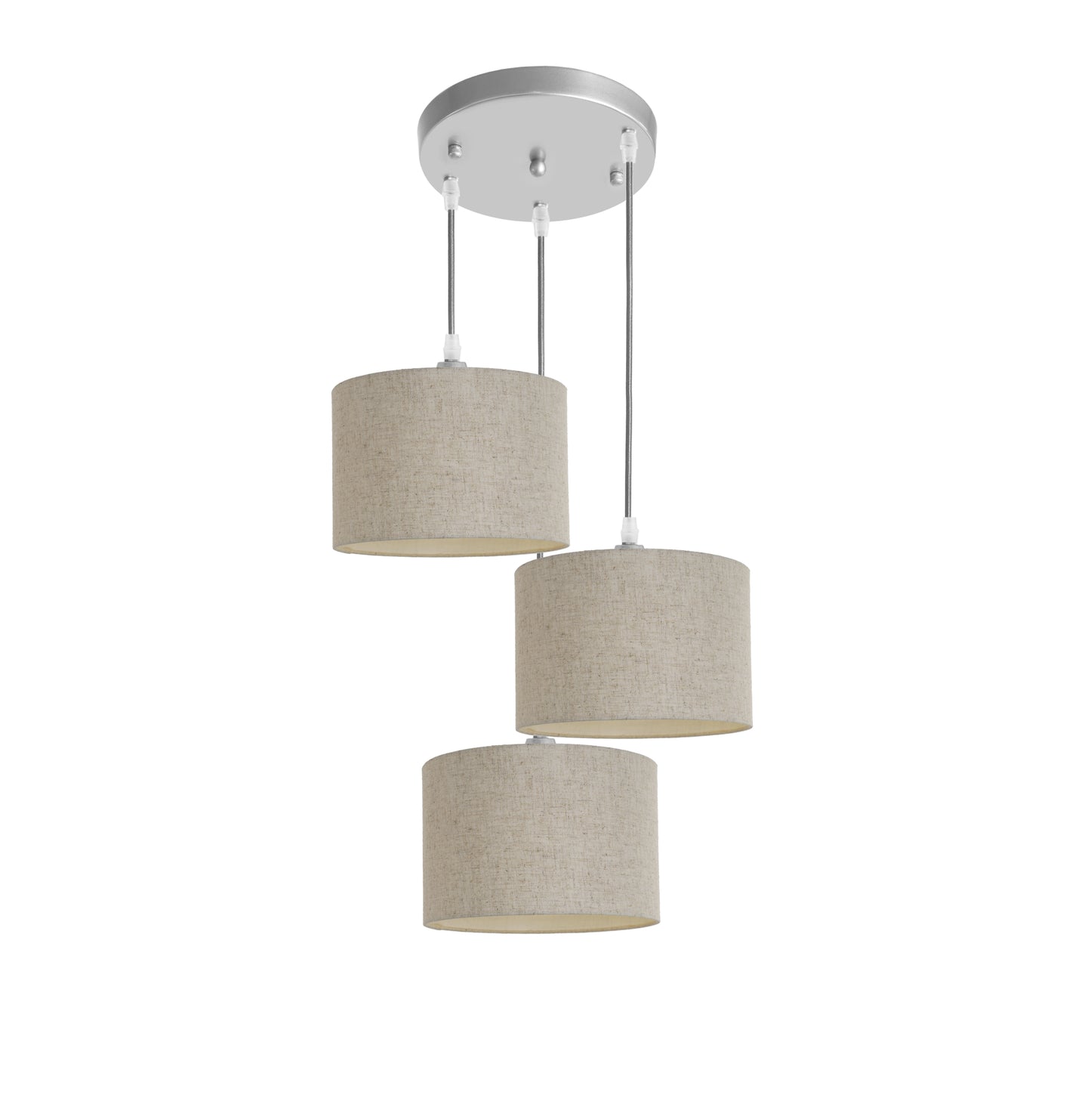Murano 3 Light Pendant with fabric shades