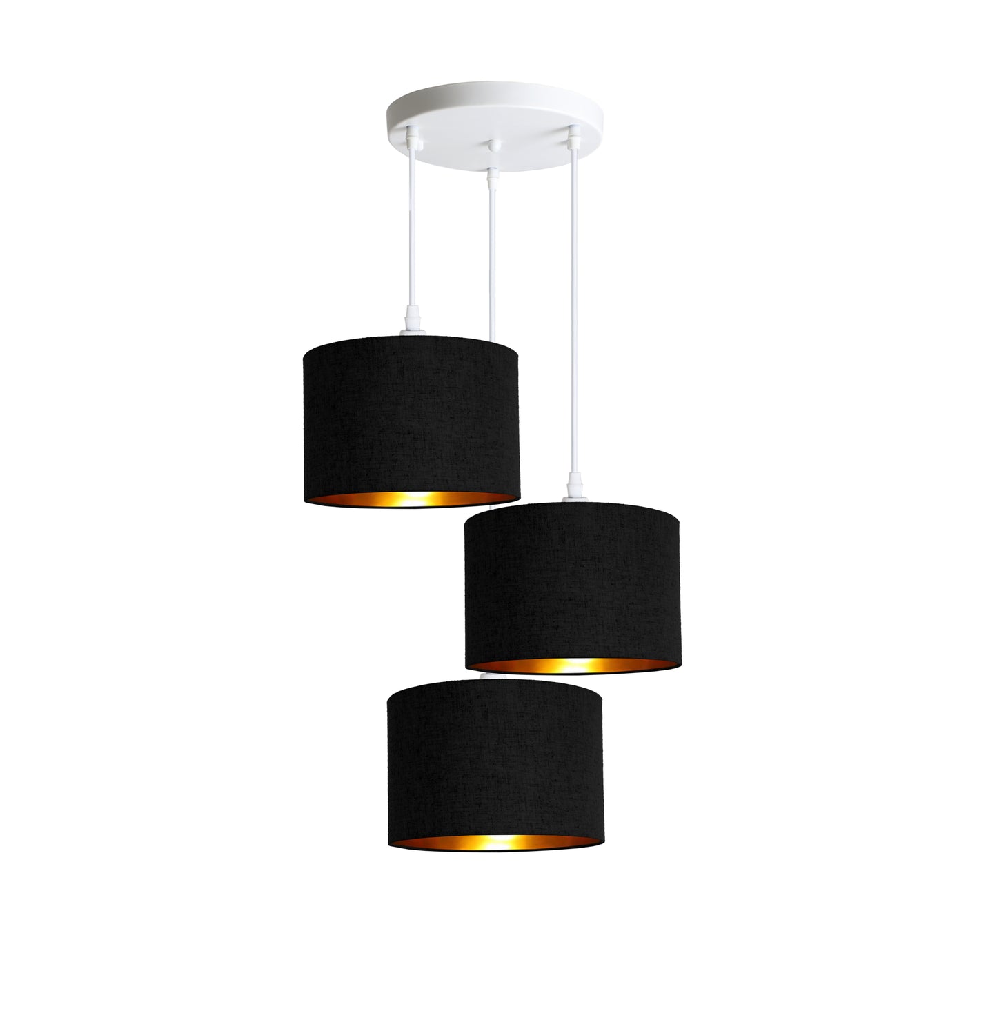 Murano 3 Light Pendant with fabric shades 25cm