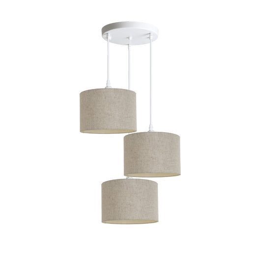 Murano 3 Light Pendant with fabric shades 25cm