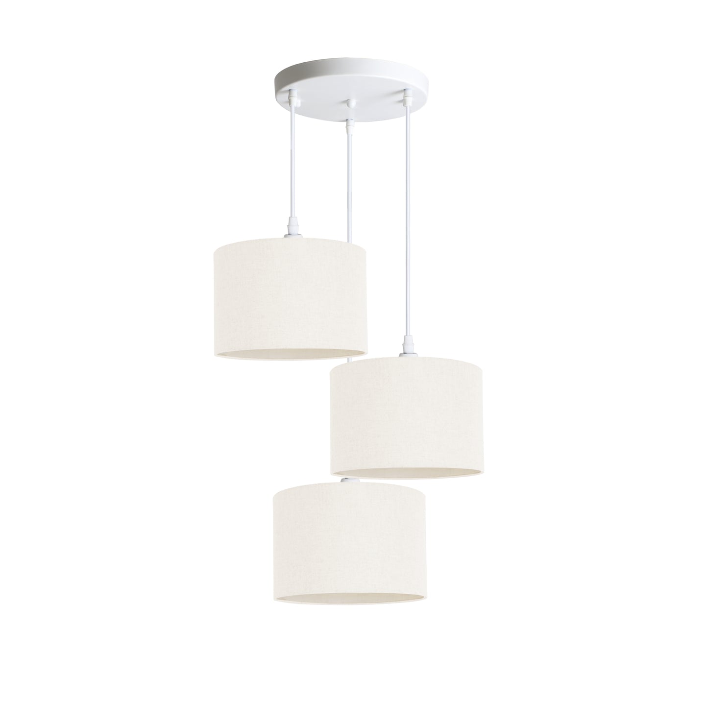 Murano 3 Light Pendant with fabric shades 25cm