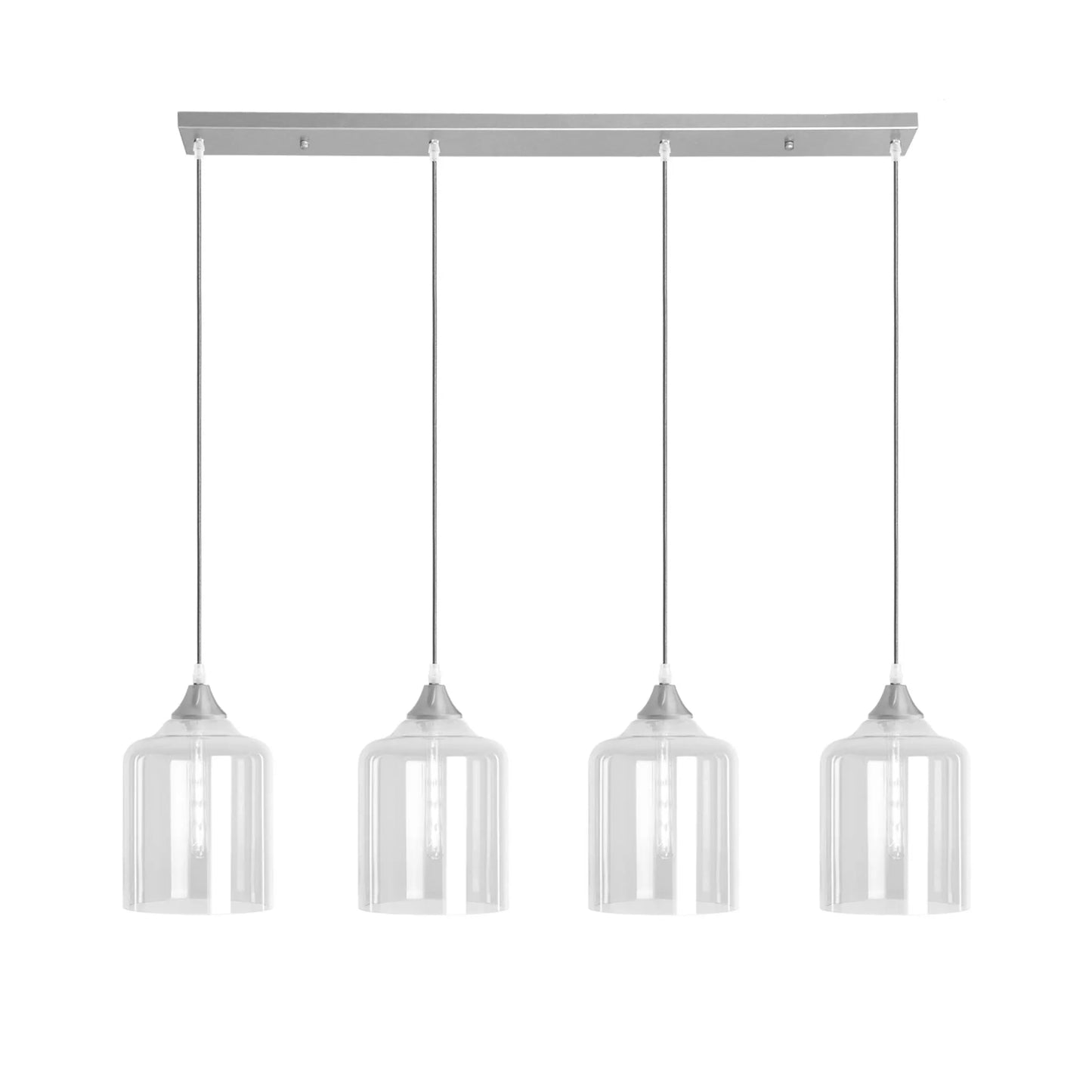 Murano 4 Light Silver Bar With Extra Large Cylinder Glass shades