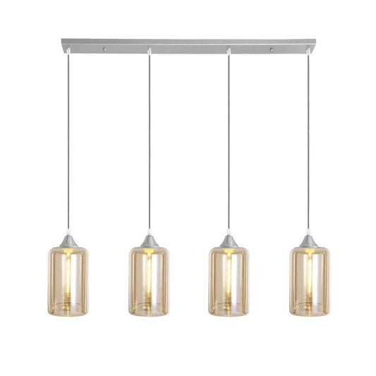 Murano 4 Light Silver Bar with Cylinder Glass shades