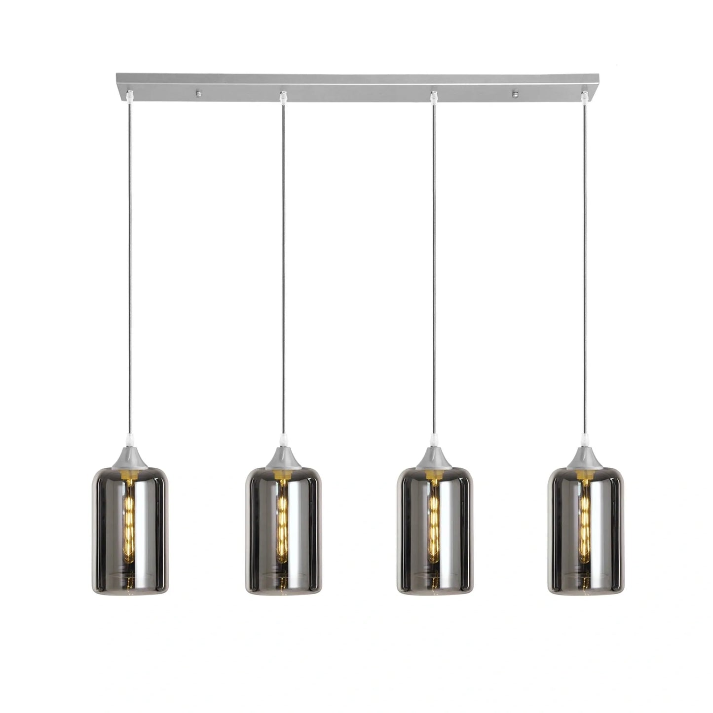 Murano 4 Light Silver Bar with Cylinder Glass shades