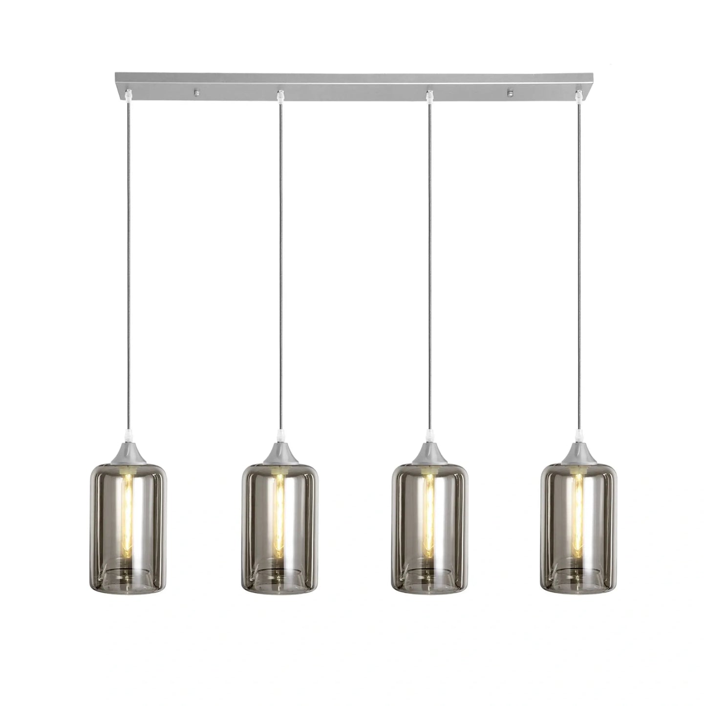 Murano 4 Light Silver Bar with Cylinder Glass shades