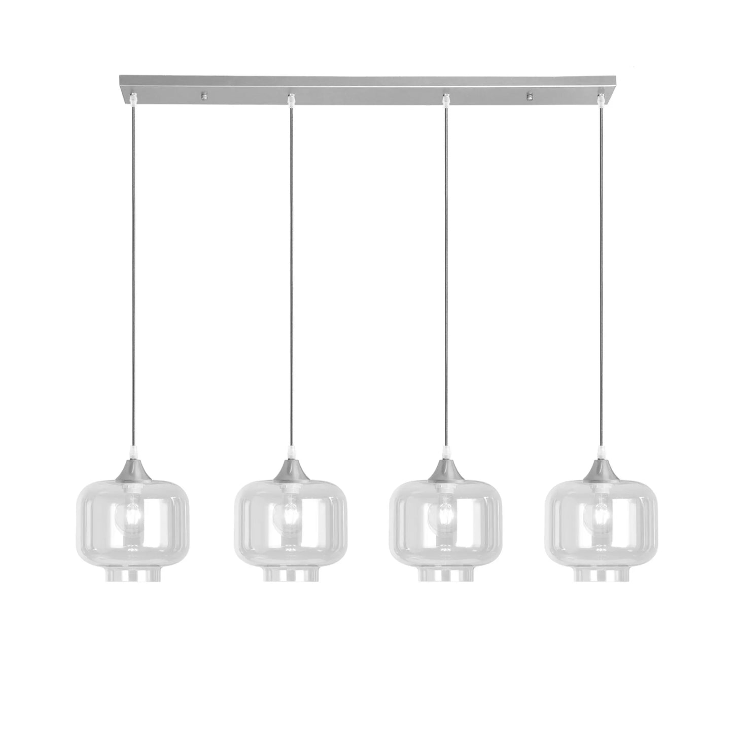 Murano 4 Light Silver Bar with 4 Round Glass shades
