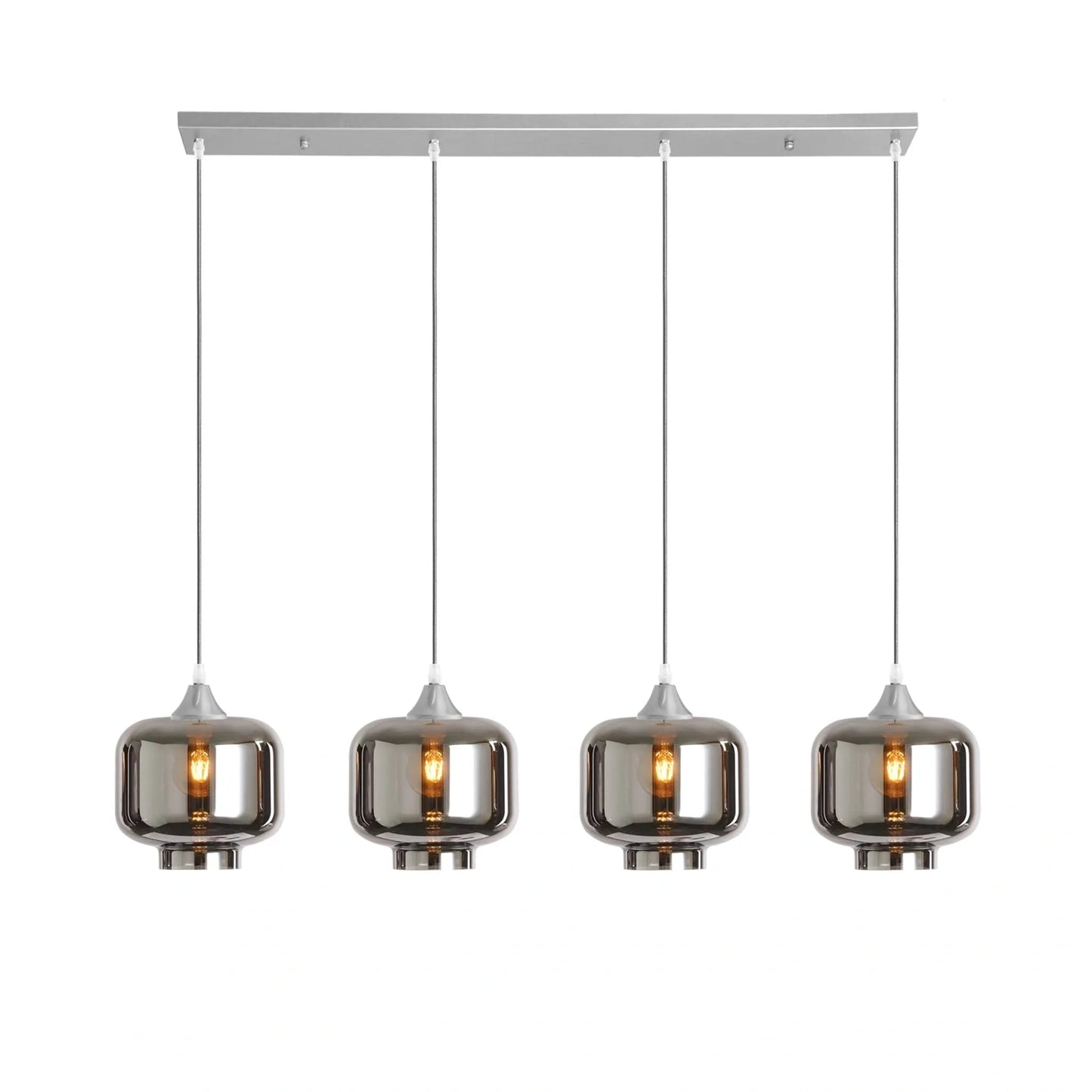 Murano 4 Light Silver Bar with 4 Round Glass shades