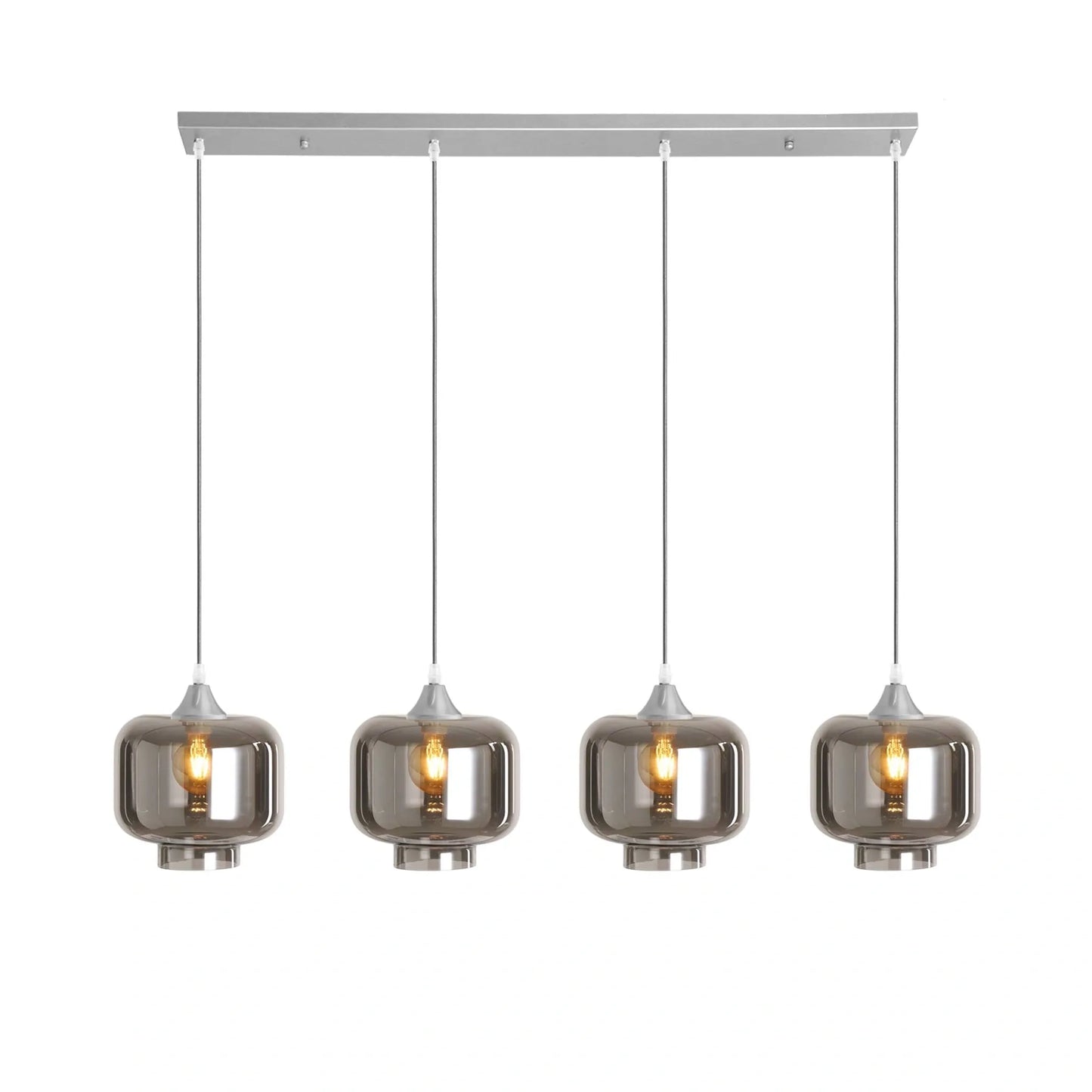 Murano 4 Light Silver Bar with 4 Round Glass shades