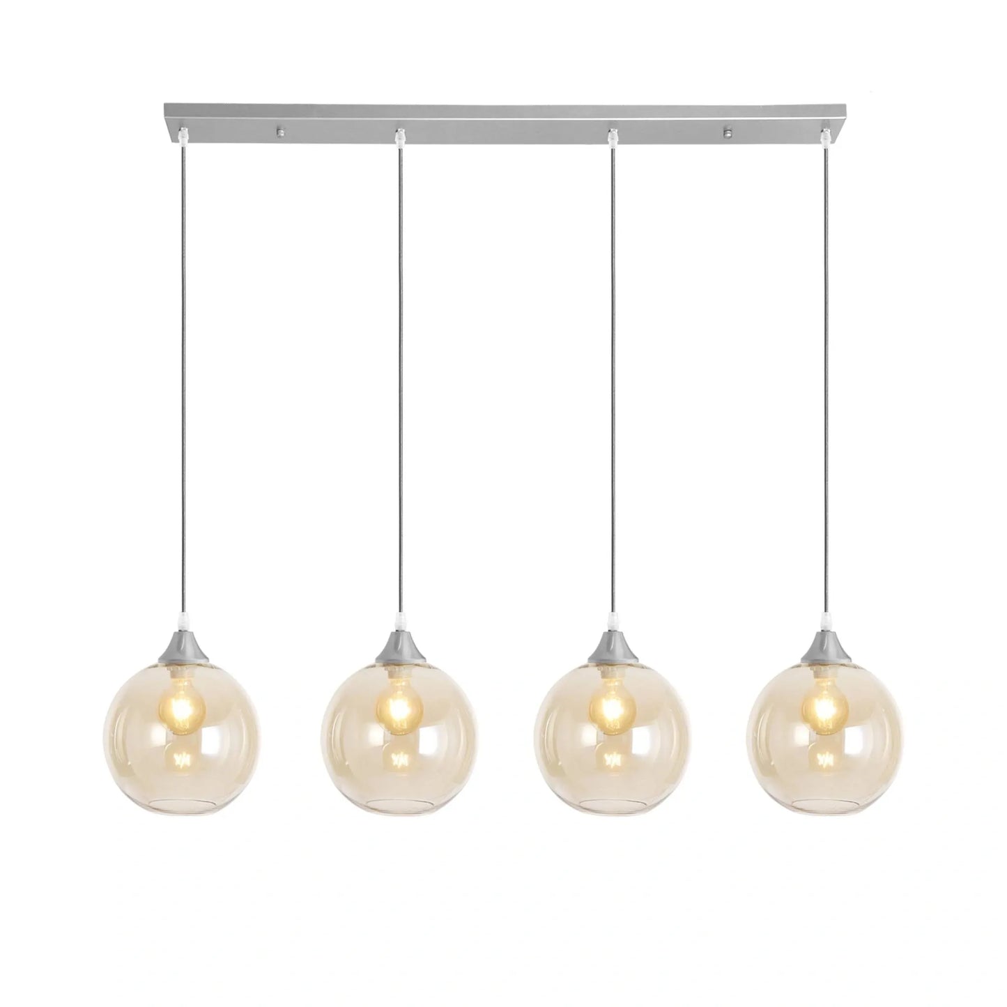 Murano 4 Light Silver Bar with Globe Glass shades