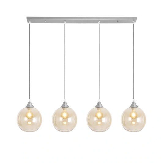 Murano 4 Light Silver Bar with Globe Glass shades
