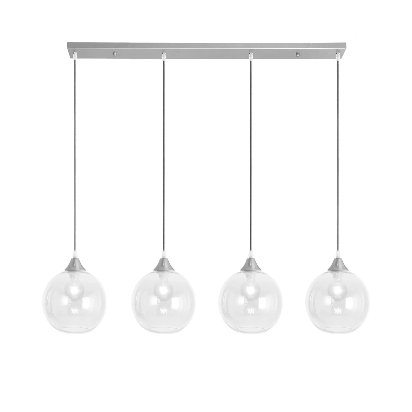 Murano 4 Light Silver Bar with Globe Glass shades