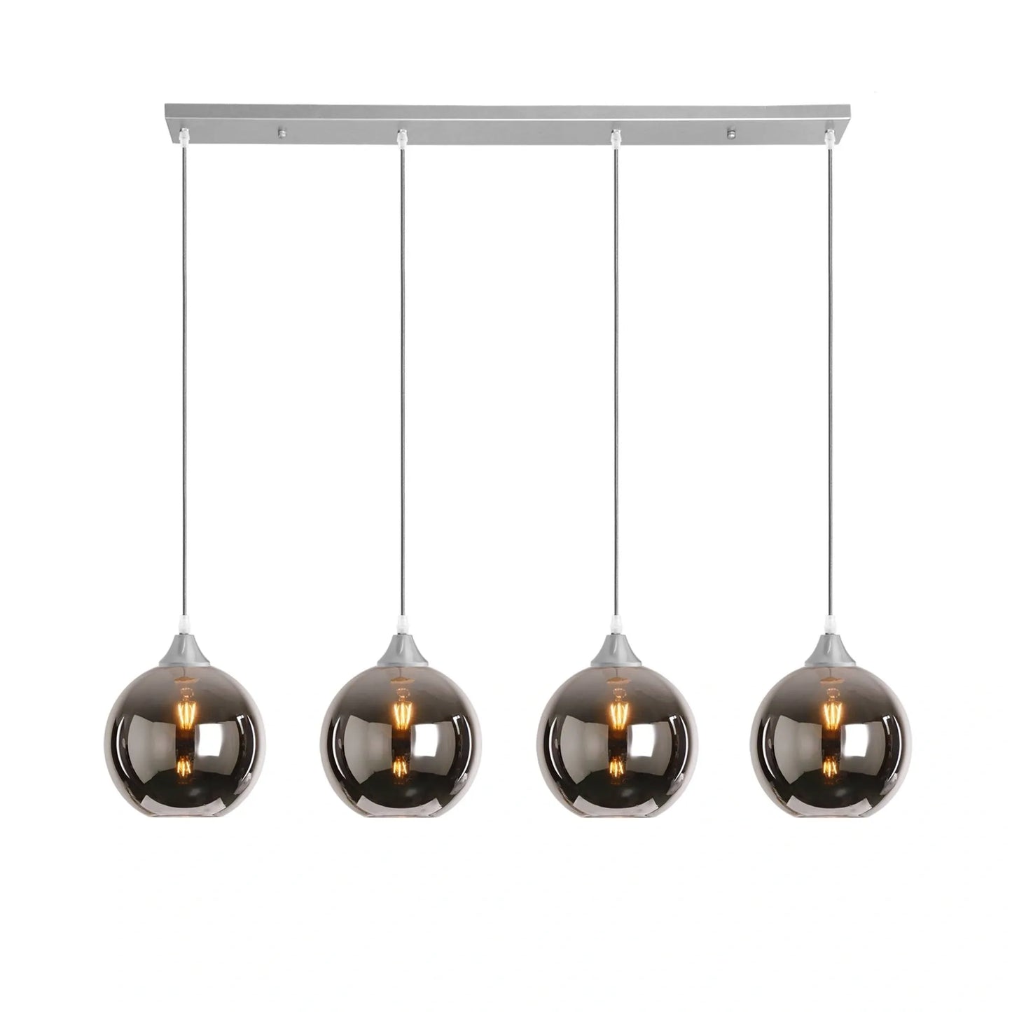 Murano 4 Light Silver Bar with Globe Glass shades