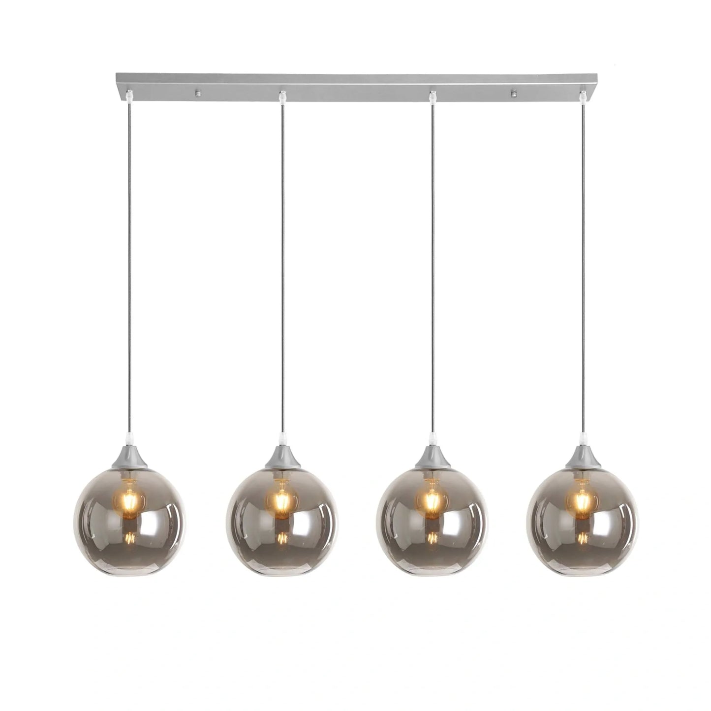 Murano 4 Light Silver Bar with Globe Glass shades