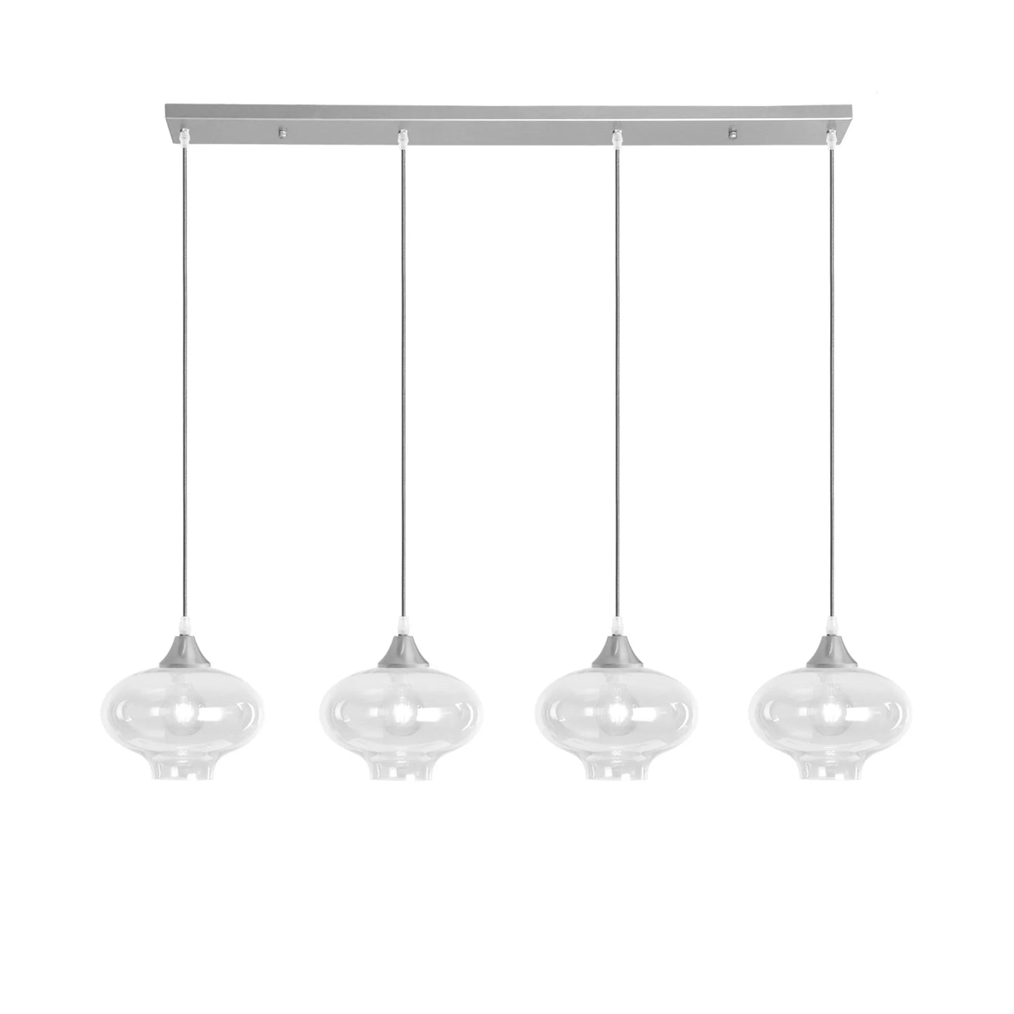 Murano 4 Light Silver Bar with Teardrop Glass shades