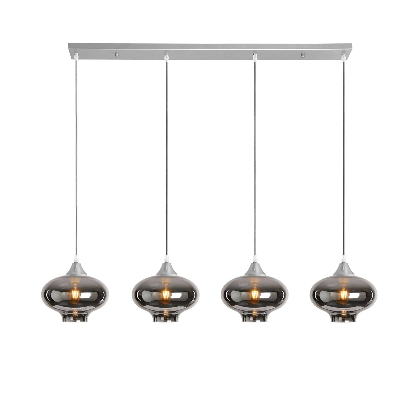 Murano 4 Light Silver Bar with Teardrop Glass shades