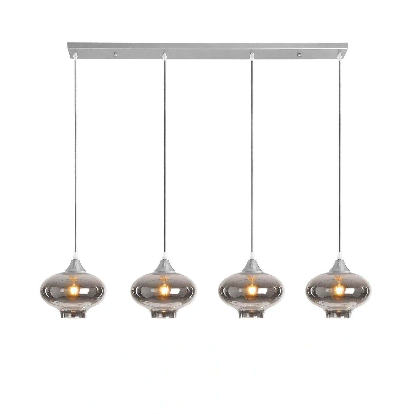 Murano 4 Light Silver Bar with Teardrop Glass shades